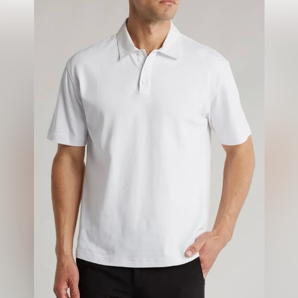 THEORY Carlom Cotton Polo T-ShirtMen' Classic White Polo Shirt SzS small $185